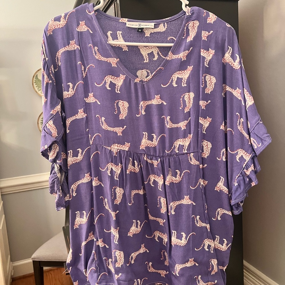 Purple Leopard Print Blouse